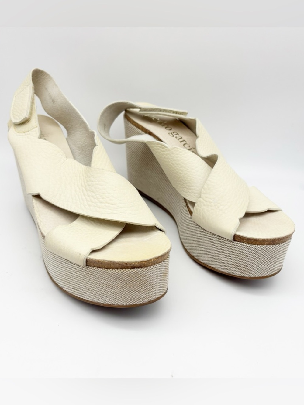 Pedro Garcia White Leather Platform Sandals Size 40